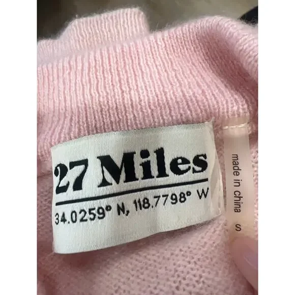 27 Miles Women Cashmere Sweater Size S Pink 100% Cashmere Soft Luxury